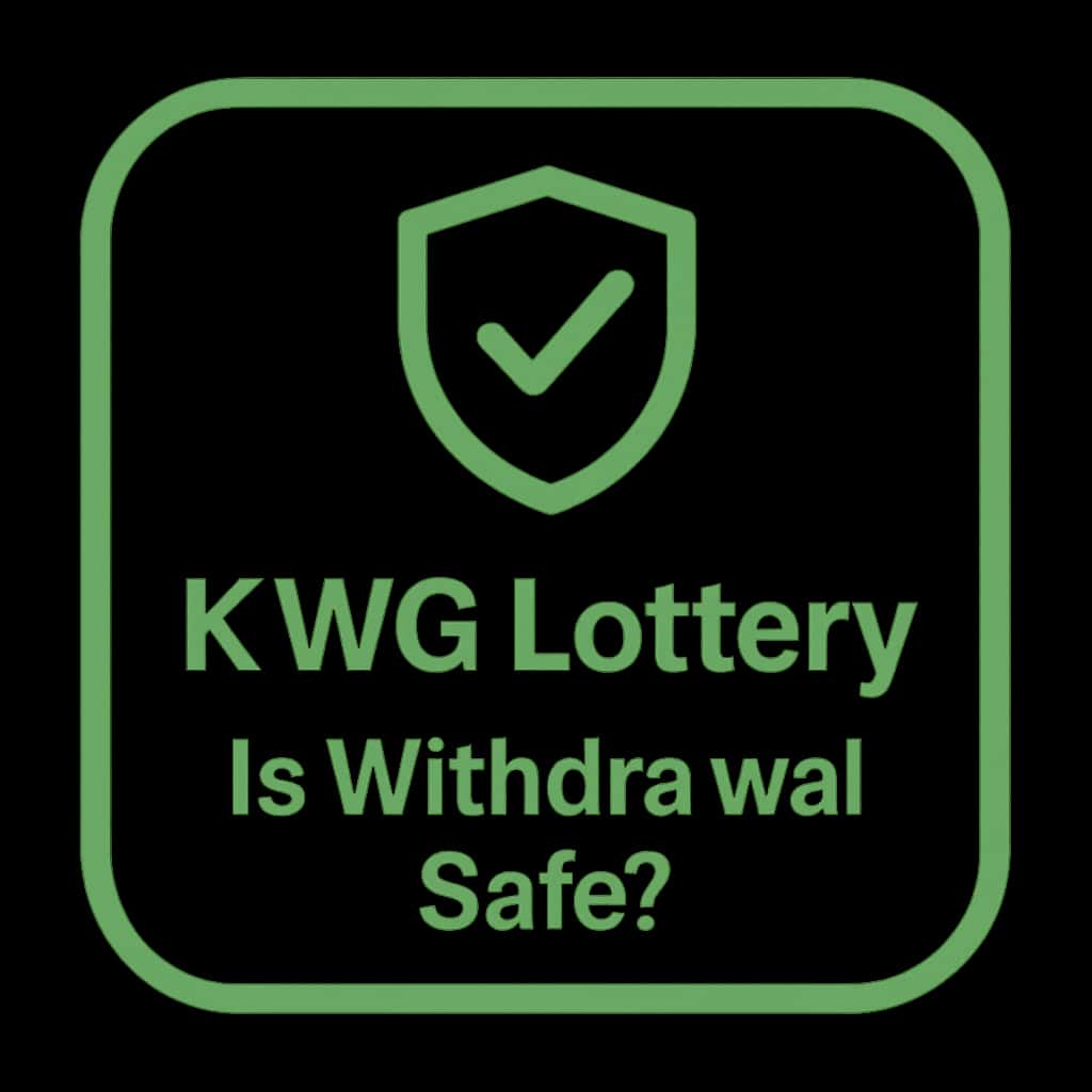 A professional badge illustrating KWG Lottery withdrawal safety.