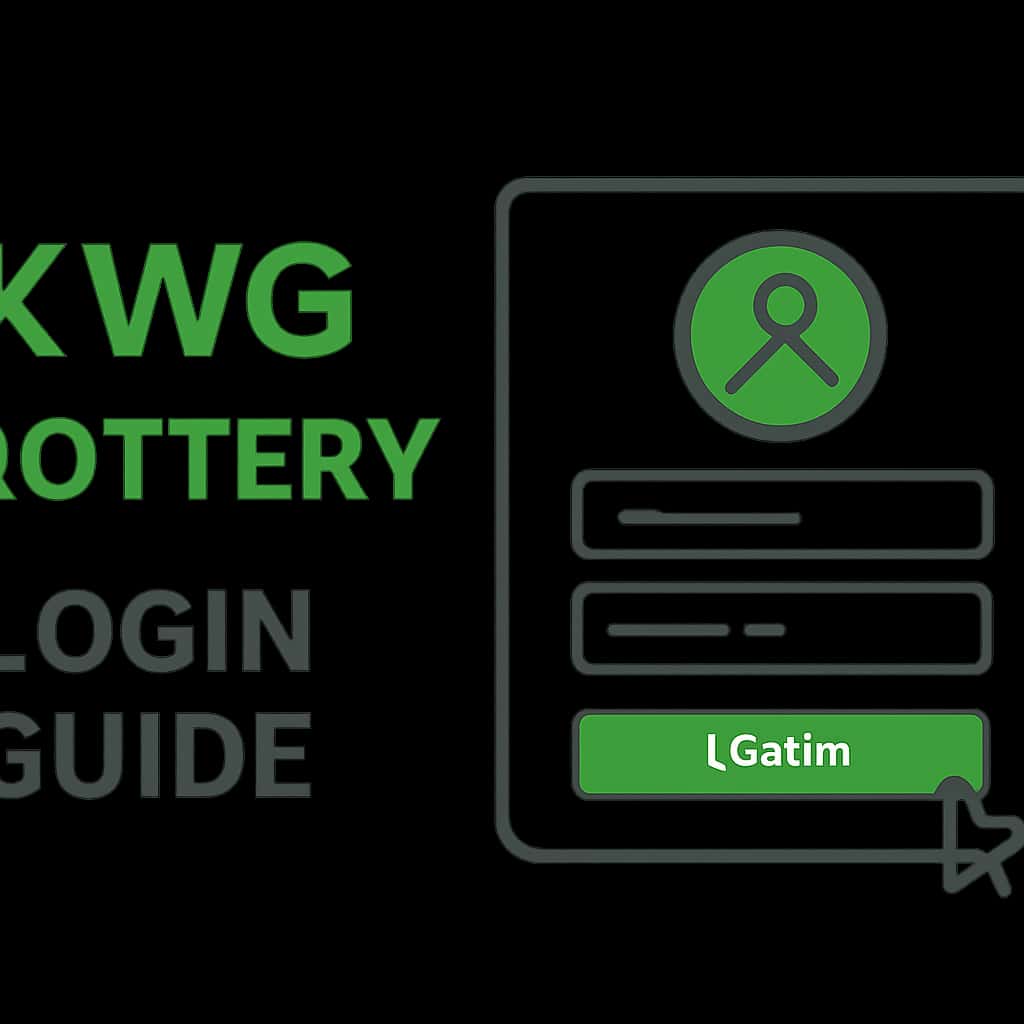 An educational illustration depicting the steps involved in the KWG Lottery login process.