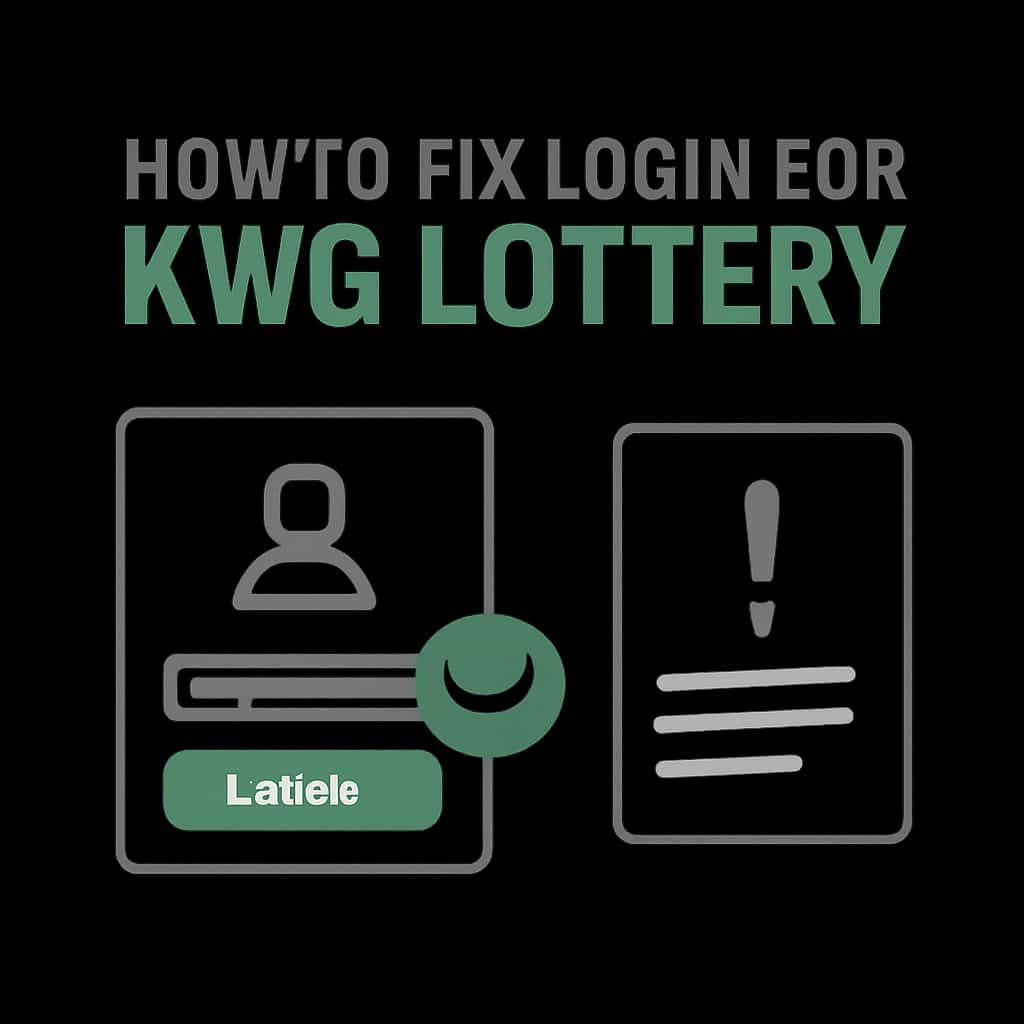 An educational diagram outlining steps to resolve login issues for KWG Lottery.