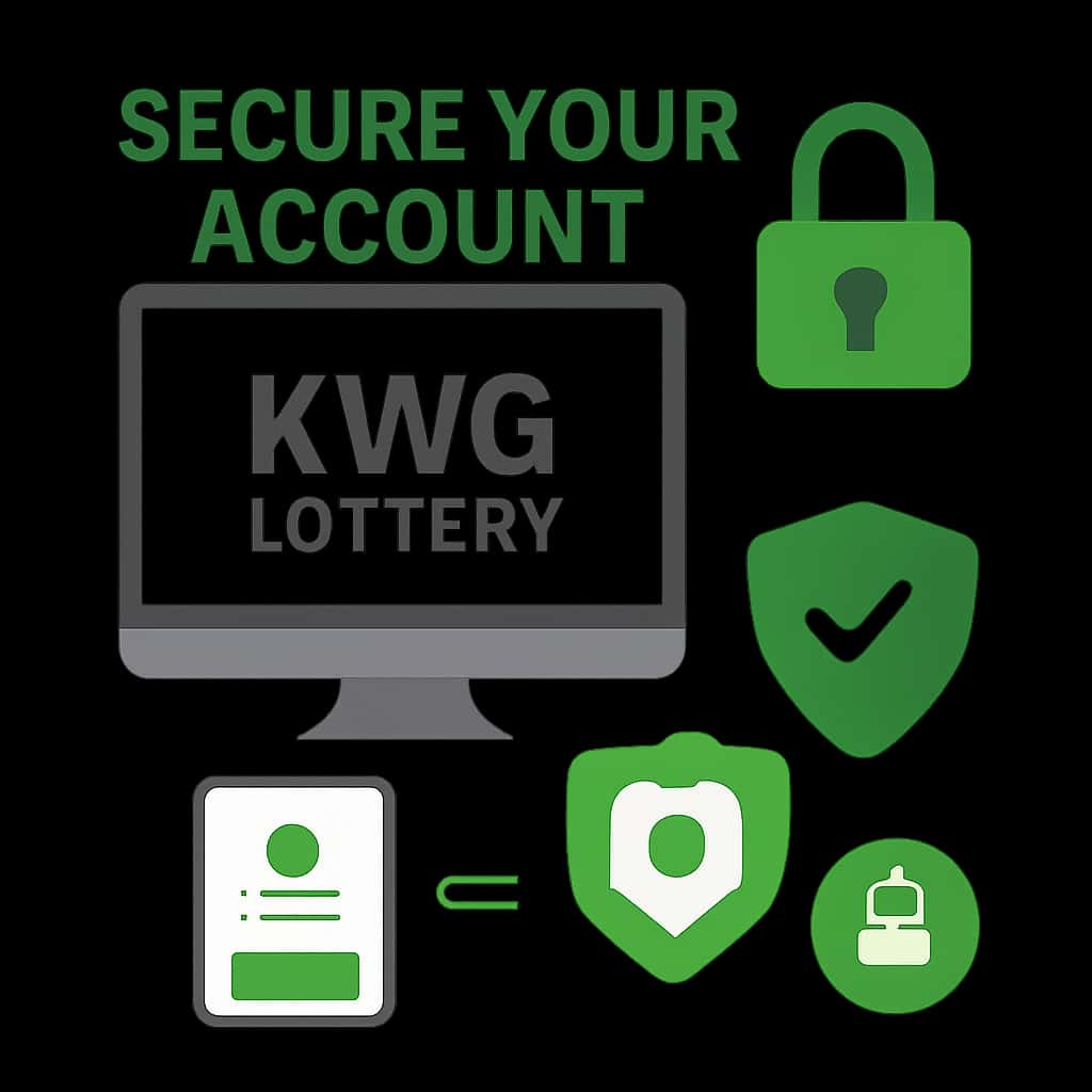 An educational diagram detailing steps to secure KWG Lottery accounts.