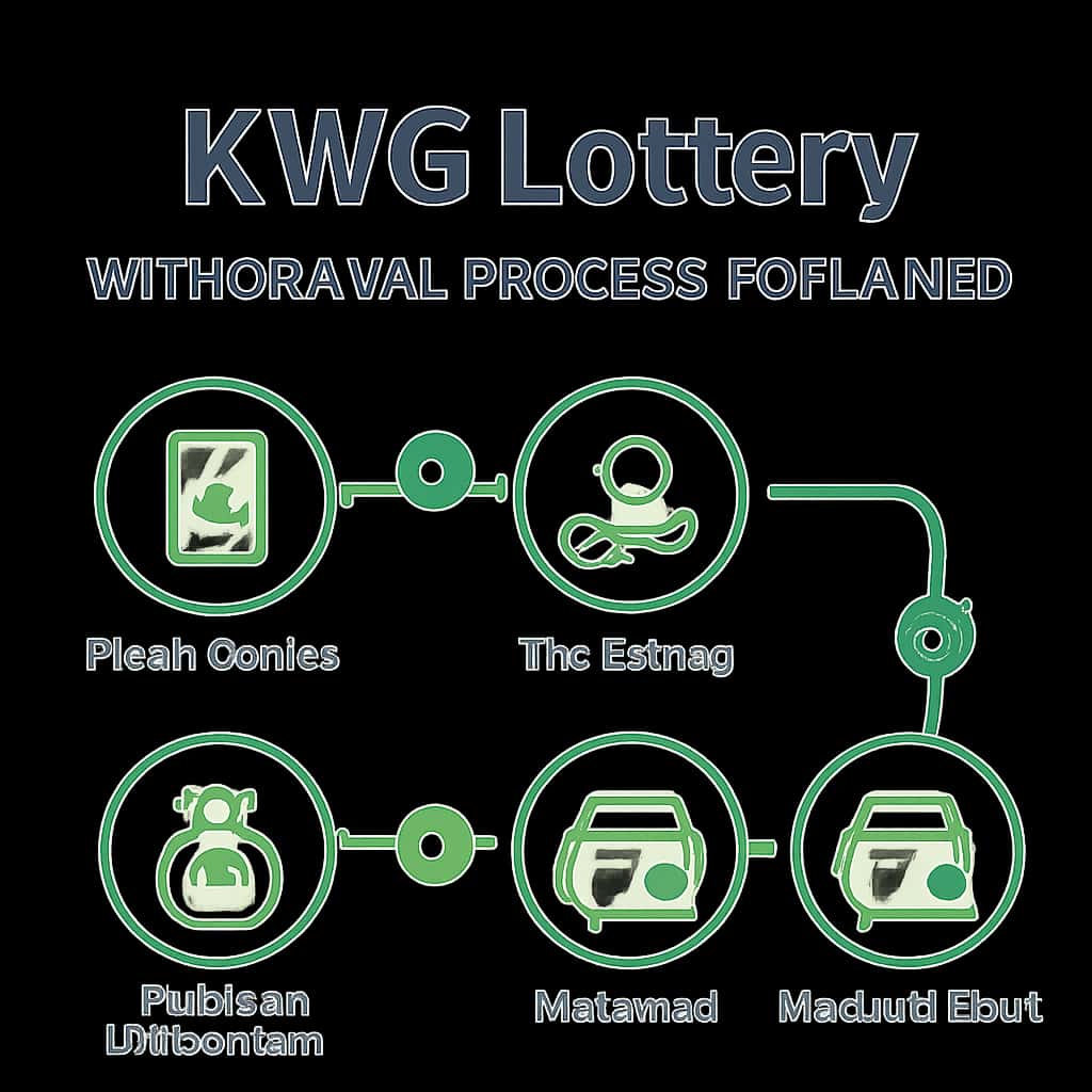 An educational diagram illustrating the steps in the KWG Lottery withdrawal process.